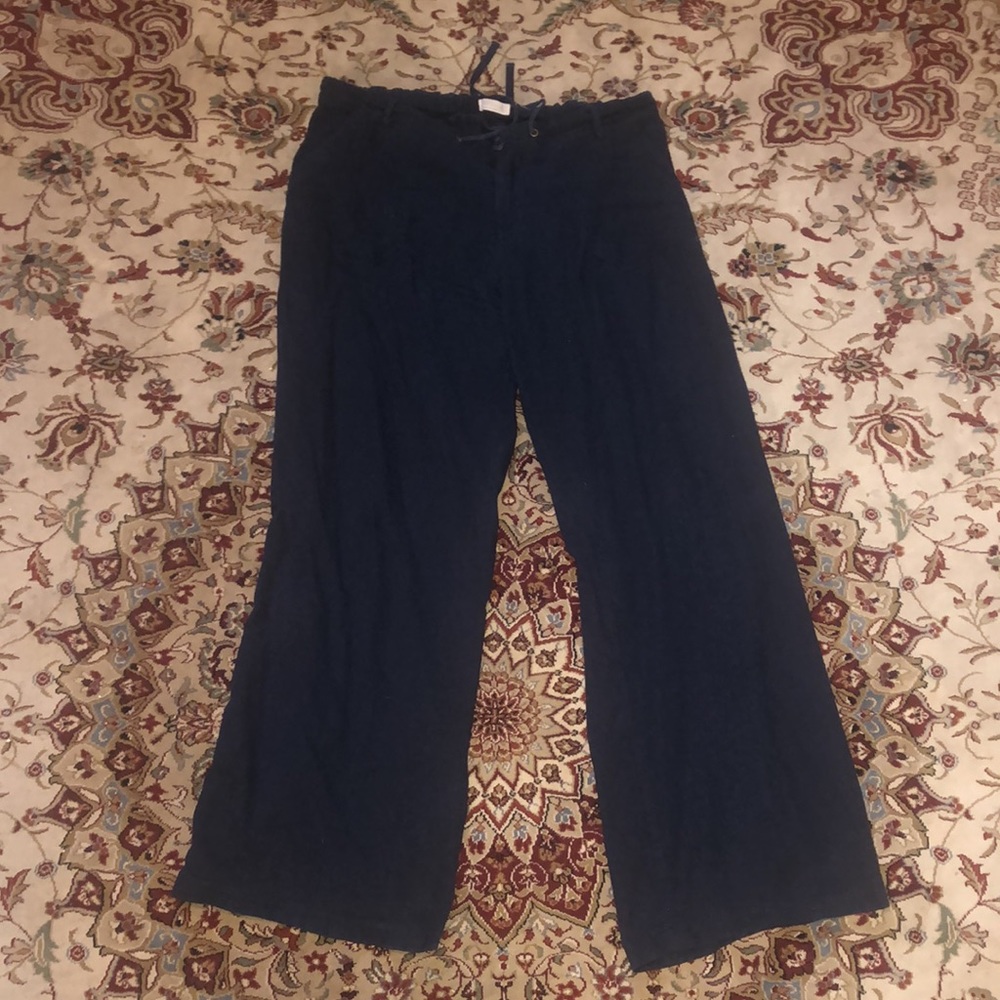 blue linen pants